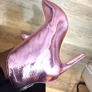 Nine West Danie Pink Embossed Ankle Boot